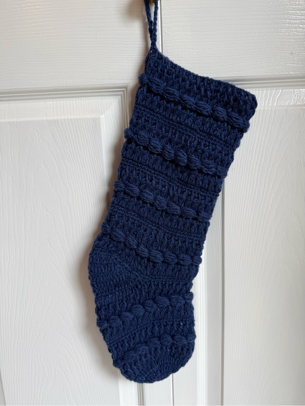 Handcrafted Navy Crochet Holiday Stocking - Unbranded